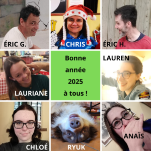 Montage photo avec les différents employés d'Enigmaparc pour fêter une bonne année 2025.